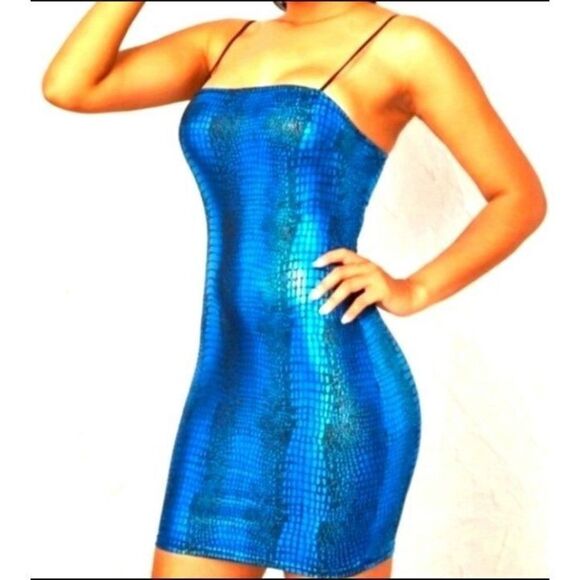 No Brand Dresses & Skirts - Blue Crocodile print dress sz Xl